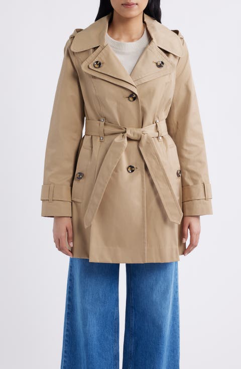 Double Breasted Hooded Trench Coat