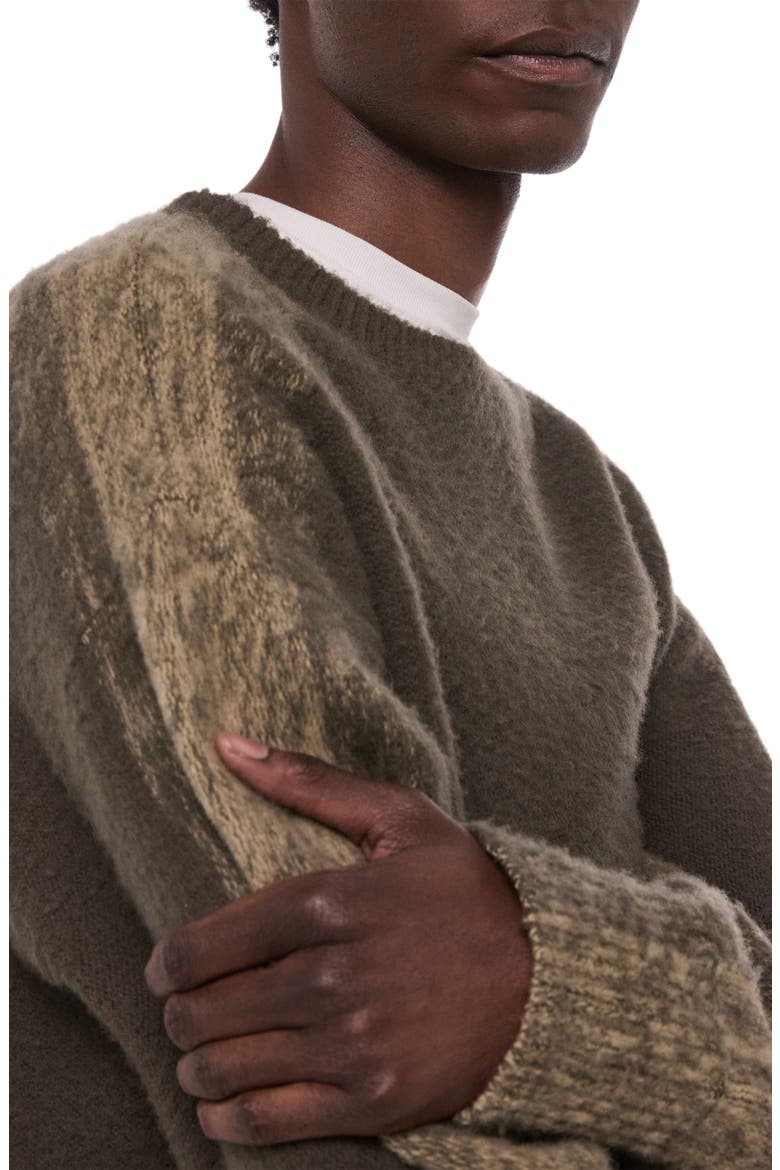 Brushed Crewneck Wool Sweater, Alternate, color, GREEN MARL