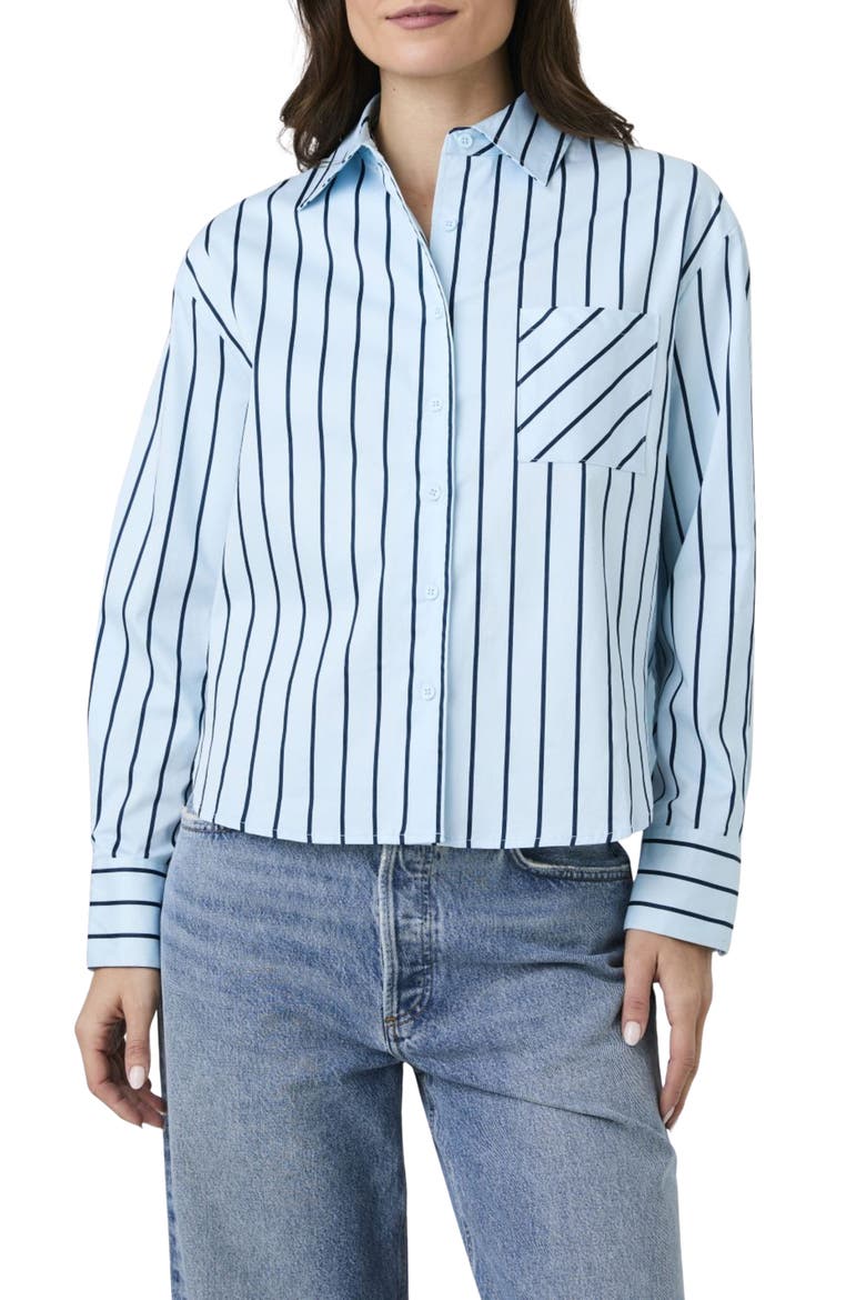 Boxy Stripe Button-Up Shirt, Main, color, POWDER BLUE