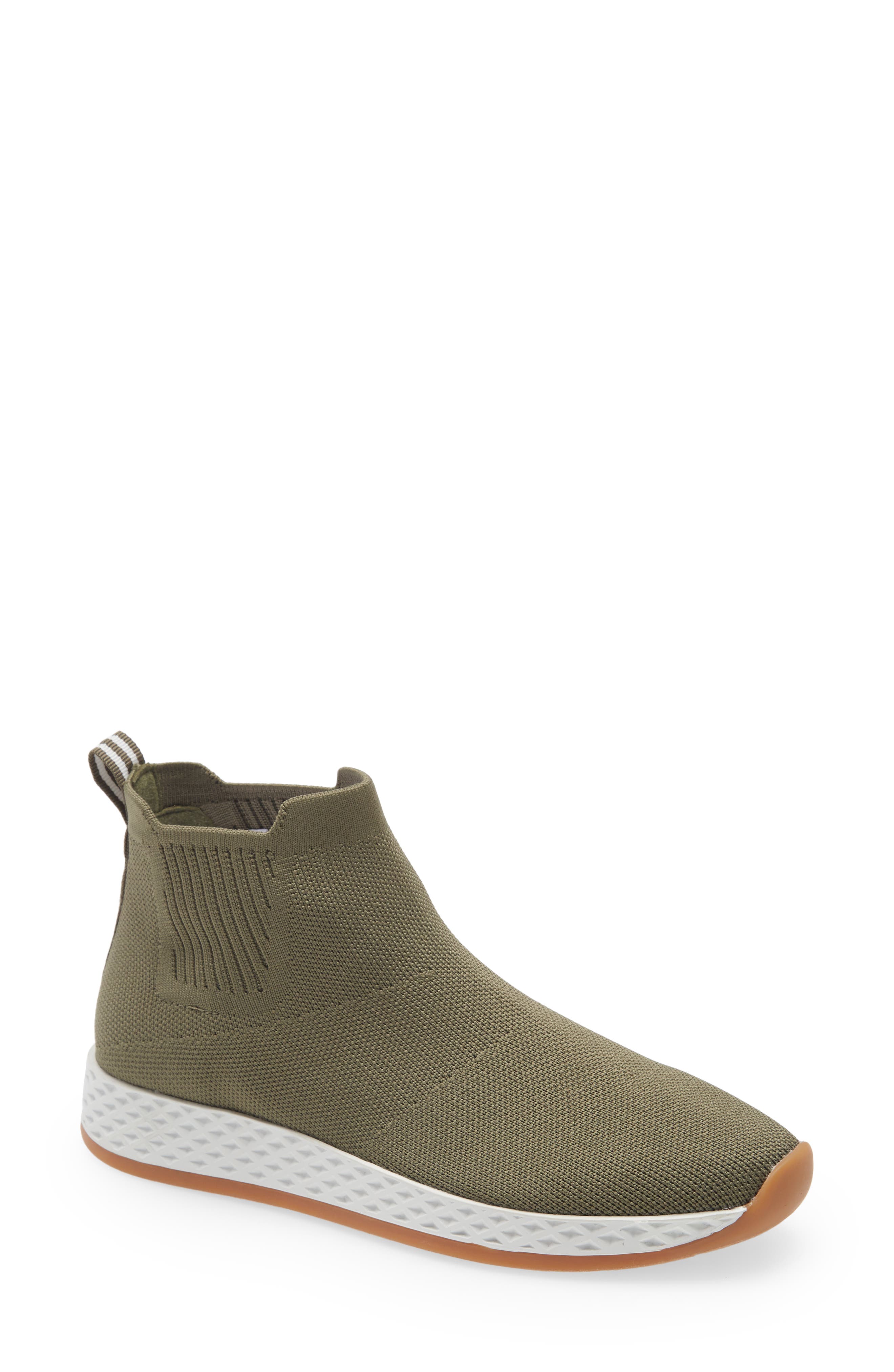 Teddy Knit Sneaker Boot, Main, color, KHAKI GREEN KNIT