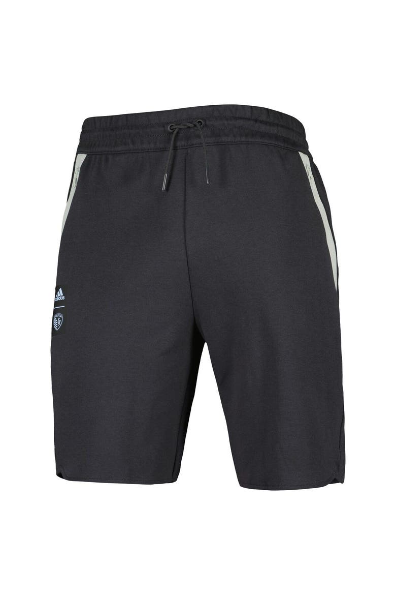 Men's adidas Black Sporting Kansas City 2023 Player Travel Shorts, Alternate, color, Charcoal