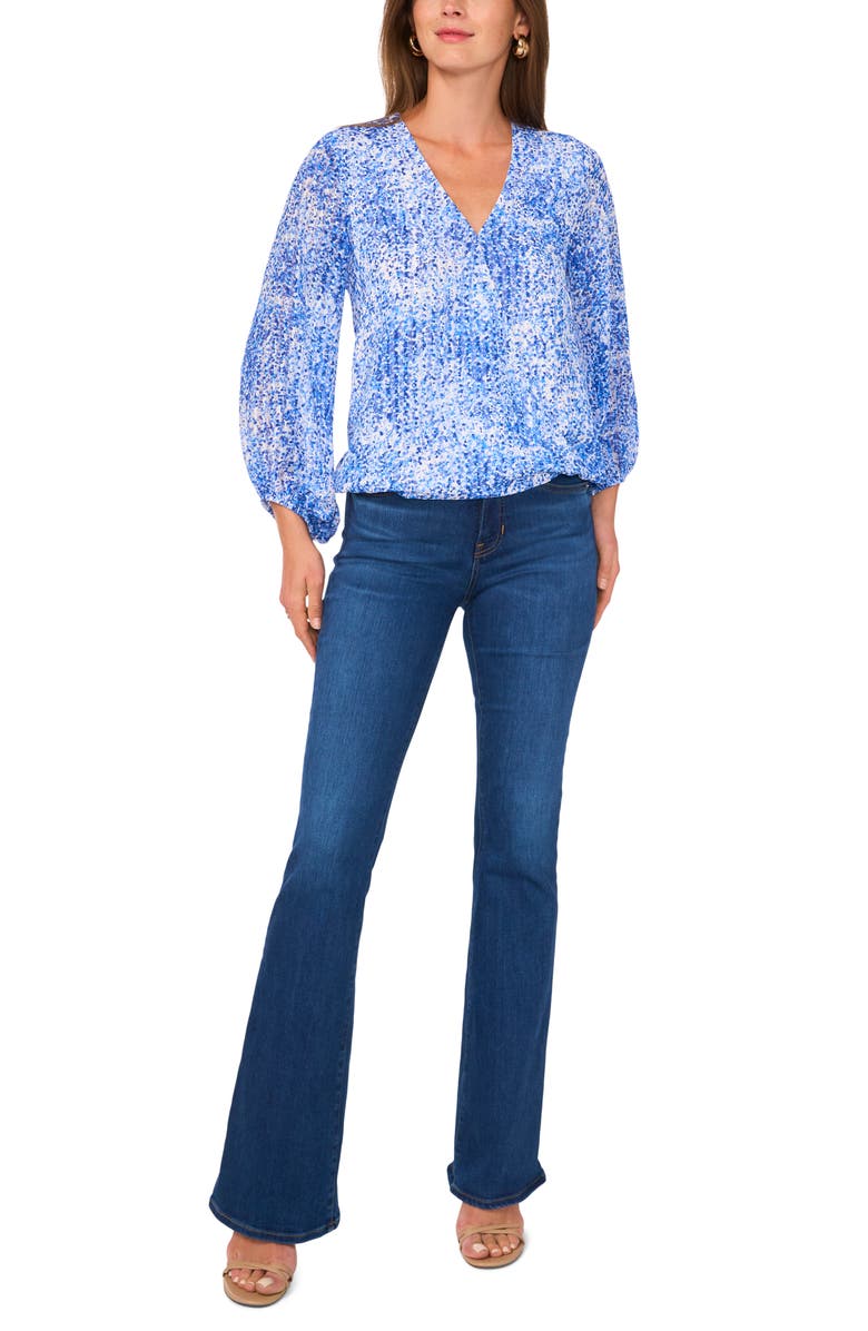 Vince Camuto Print Balloon Sleeve Top, Alternate, color, New Ivory