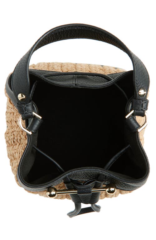 Strathberry Lana Osette Raffia & Leather Bucket Bag