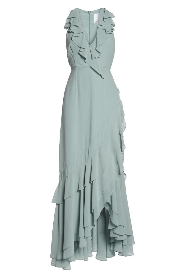 C/MEO Be About You Ruffle Gown, Alternate, color, SAGE