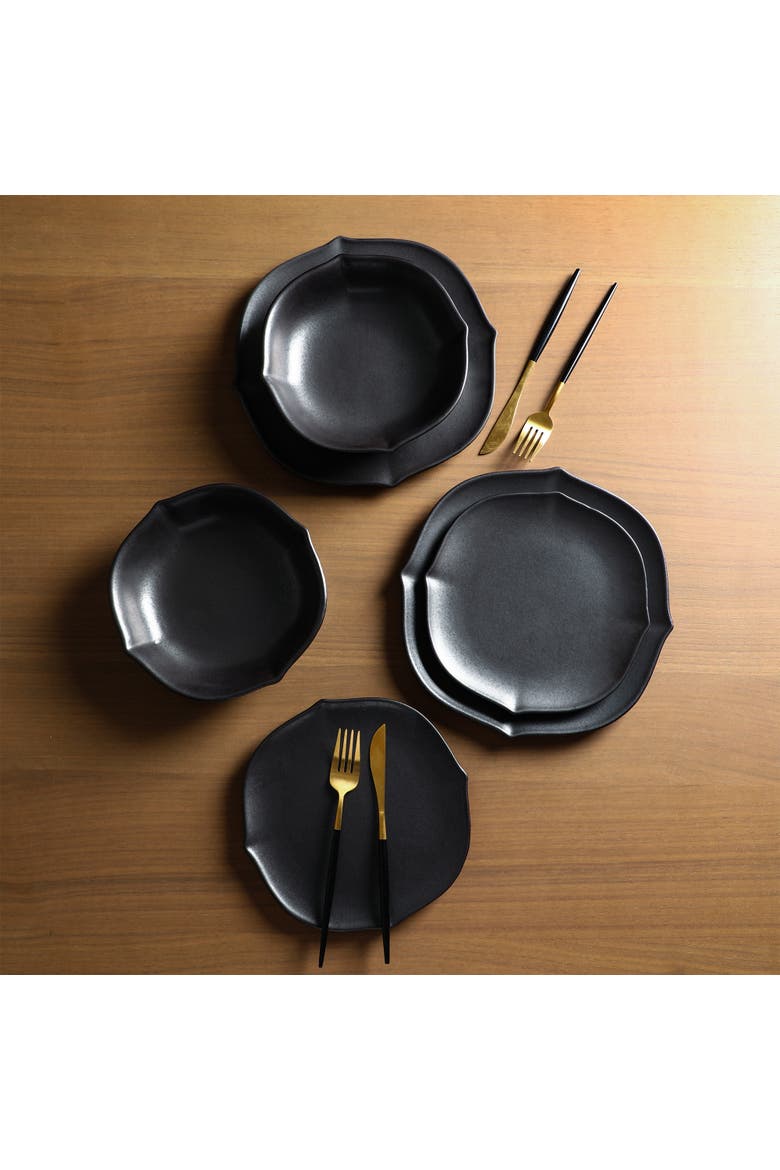 Baskerville Stoneware 24-Piece Dinnerware Set, Alternate, color, Black