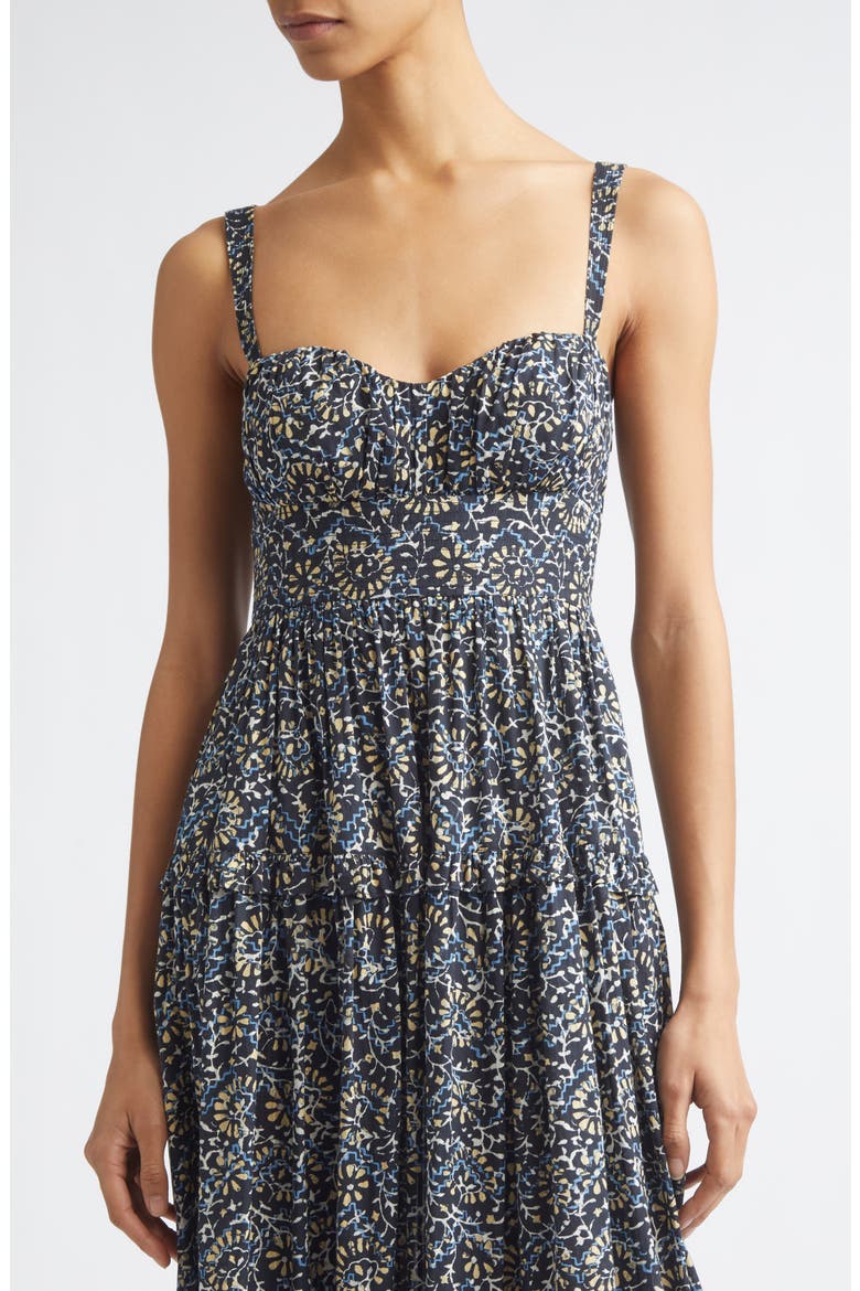 Ophelia Floral Print Sleeveless Tiered Maxi Dress, Alternate, color, MIDNIGHT BLOOM