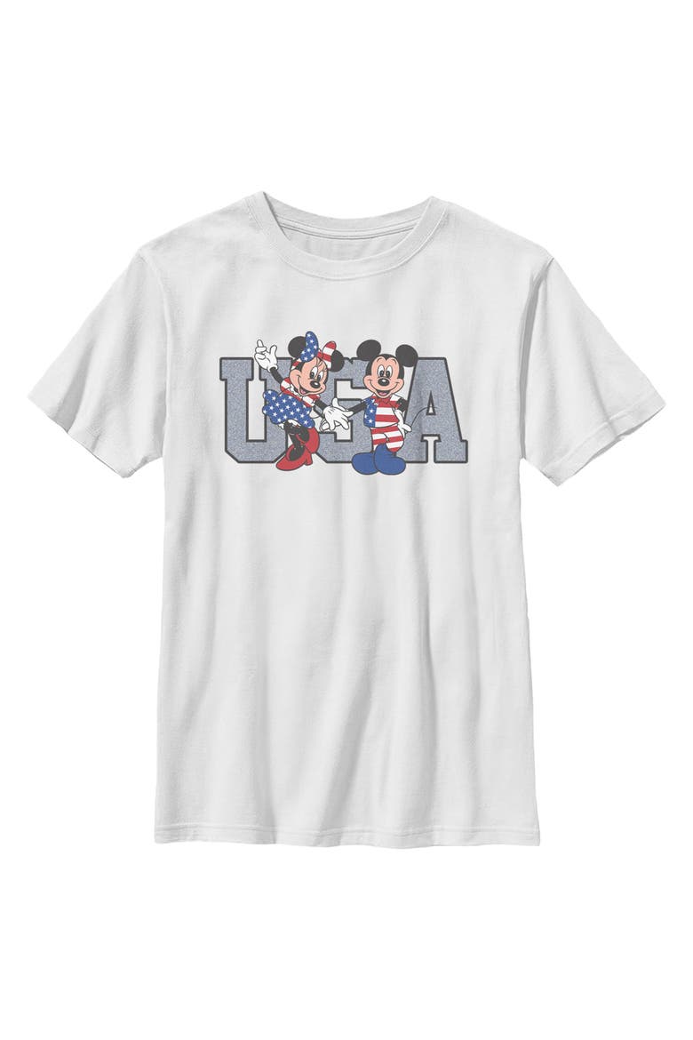 Boy's Mickey & Friends The American Couple  Graphic T-Shirt, Main, color, White