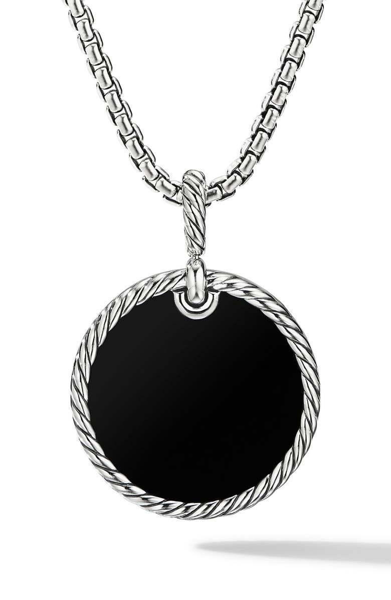 David Yurman Elements Disc Pendant with Pavé Diamond Rim, Alternate, color, Black Onyx/ Silver