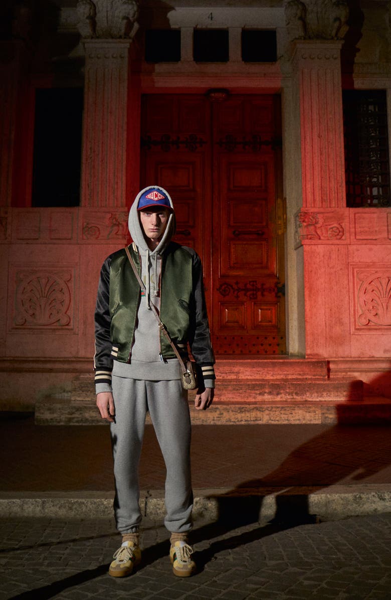 Gucci Vintage Logo Embroidered Pullover Hoodie, Alternate, color,