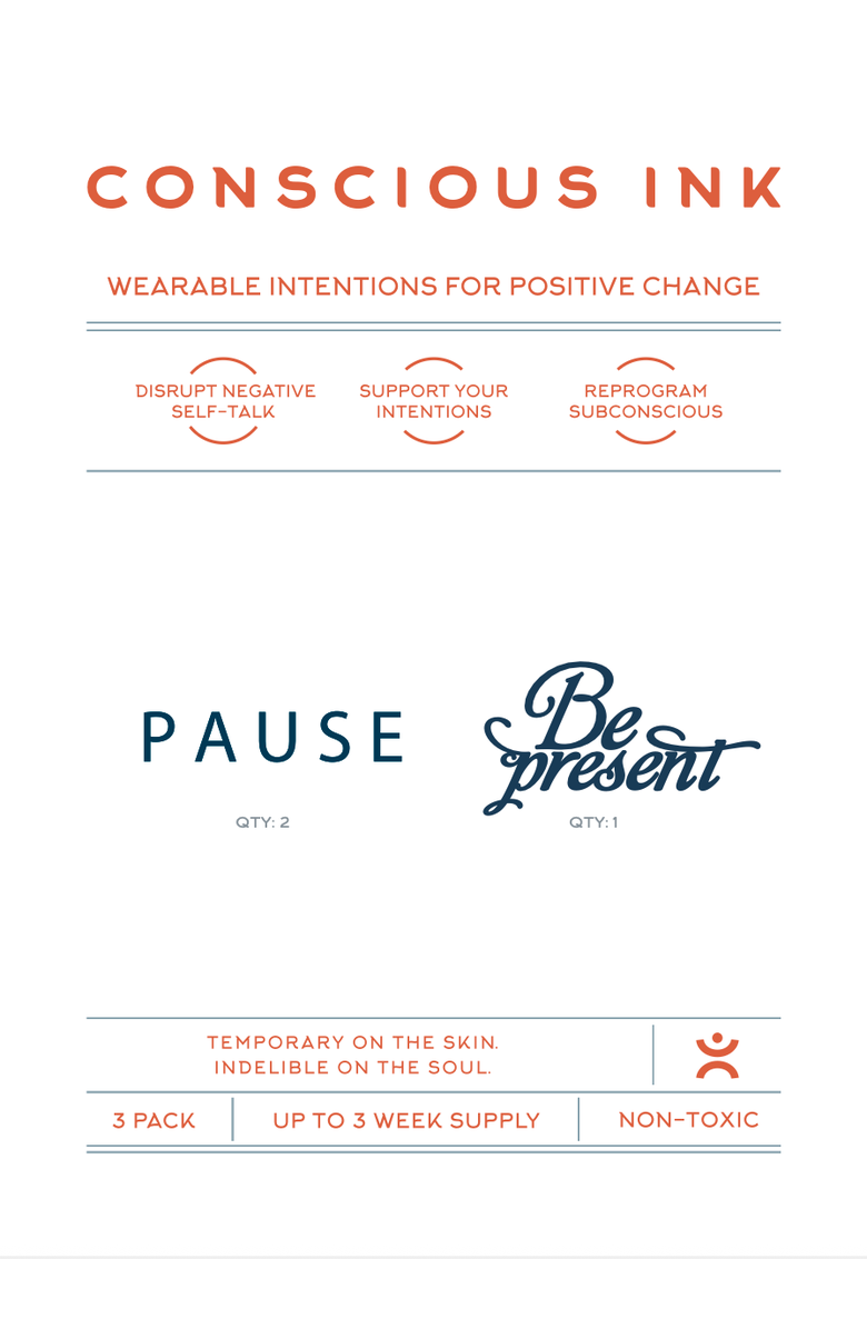 Conscious Ink Pause Be Present Manifest Sweatshirt + Ink, Alternate, color, Faded Grey
