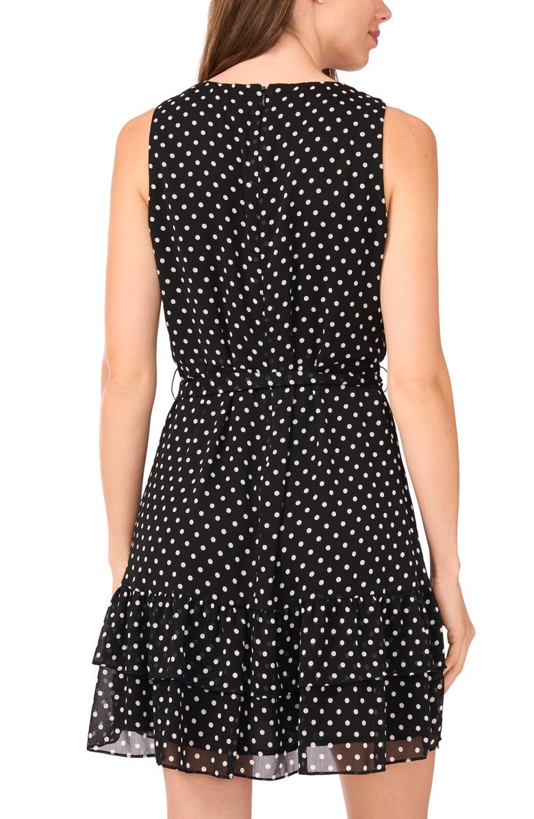 Halogen<sup>®</sup> Sleeveless Tie Belt Tiered Chiffon Minidress, Alternate, color, Rich Black