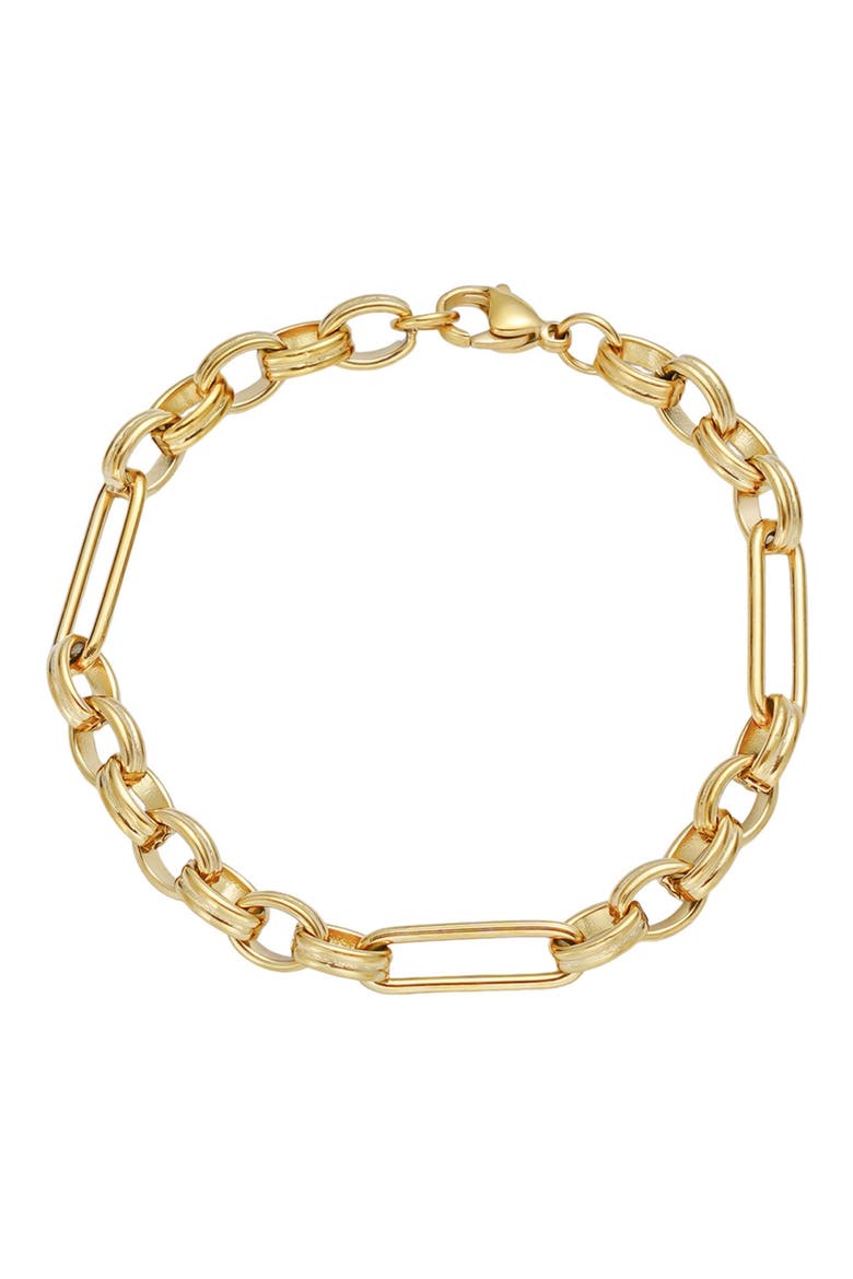 Tarnish Resistant 18K Gold Plated Chain Bracelet, Main, color, GOLD