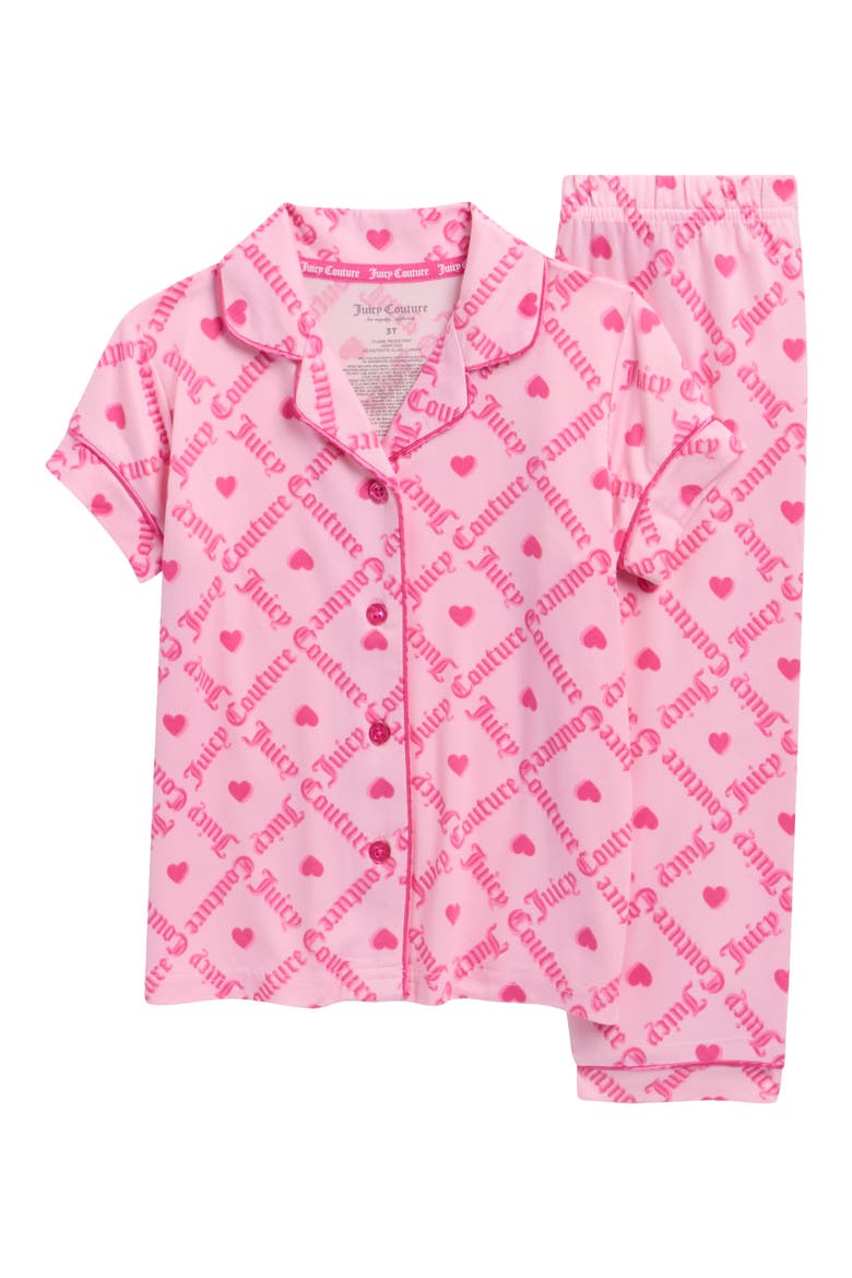 Kids' Logo Print Two-Piece Pajamas, Main, color, PEONY LATTICE