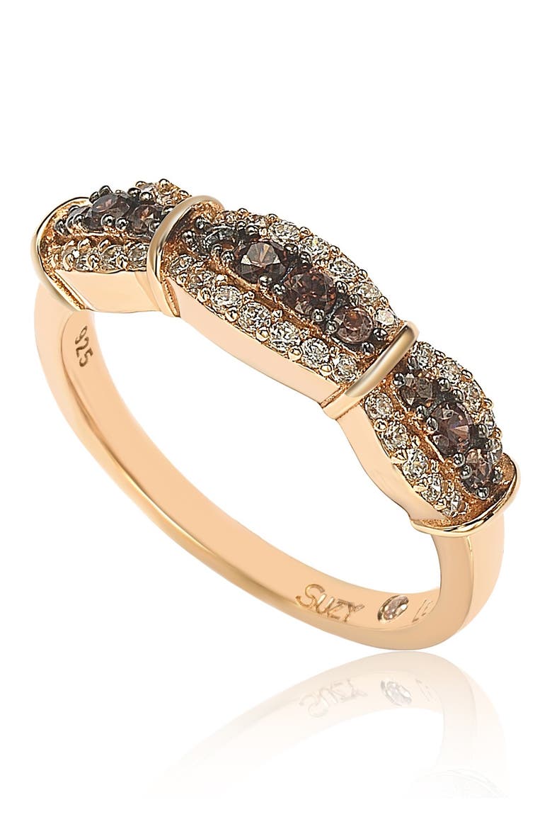 Pavé Cubic Zirconia Station Ring, Main, color, BROWN