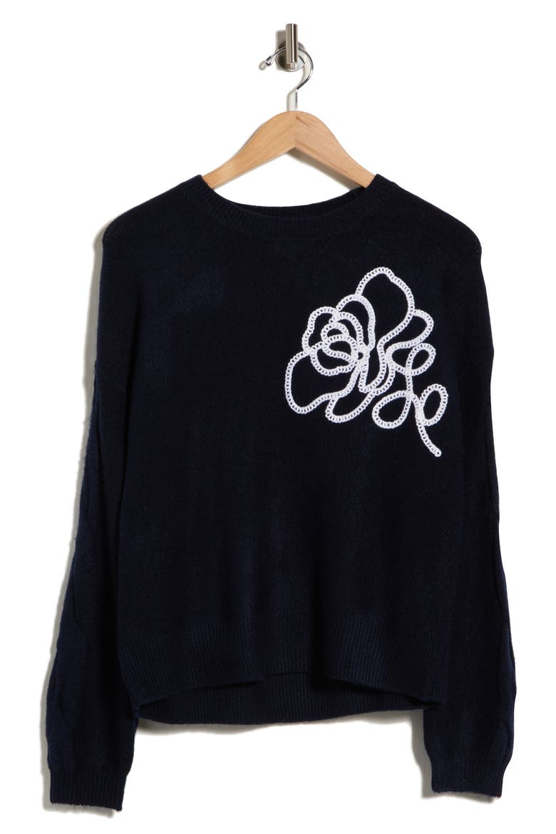 Embroidered Crewneck Sweater, Main, color, NOT SO NAVY