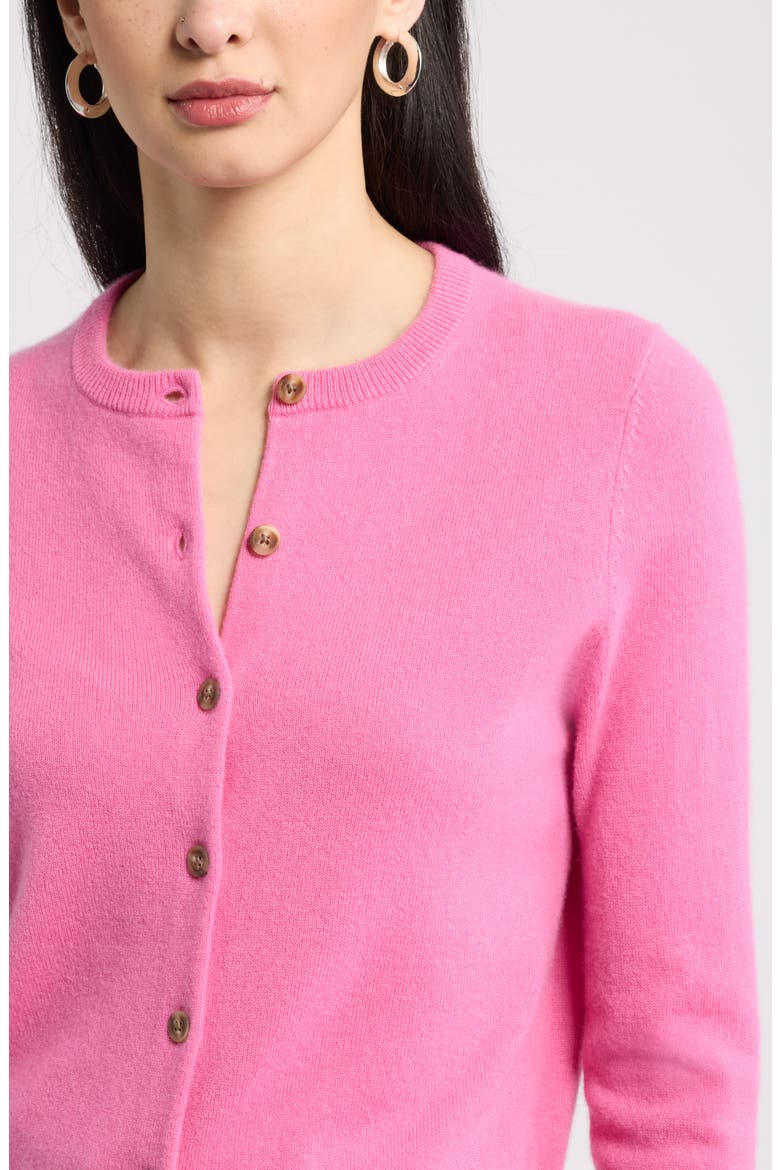 Cashmere Crewneck Cardigan, Alternate, color, PINK BOSS