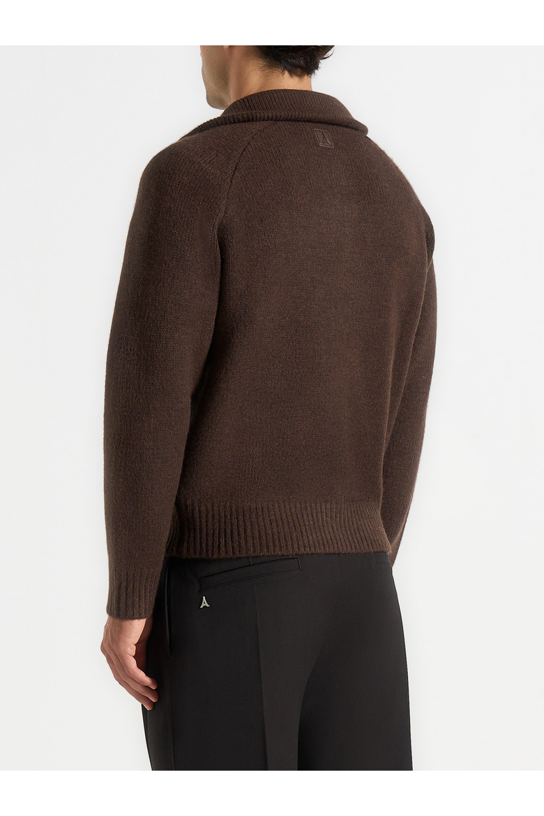 Rene Colour Block Zip Through Cardigan, Alternate, color, Brown/Black