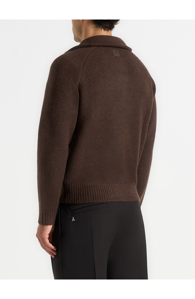 Manière De Voir Rene Colour Block Zip Through Cardigan, Alternate, color, Brown/Black