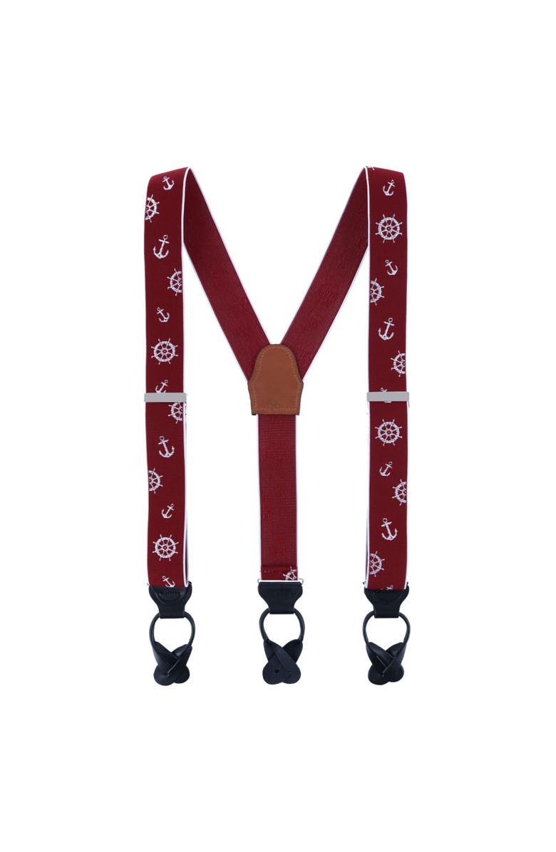 Trafalgar Ahoy Nautical Themed Elastic Button End Suspenders, Alternate, color,