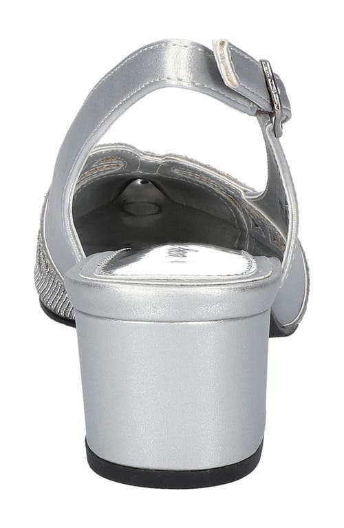 Easy Street Bizzy Womens Faux Leather Slingback Heels In Silver Satin