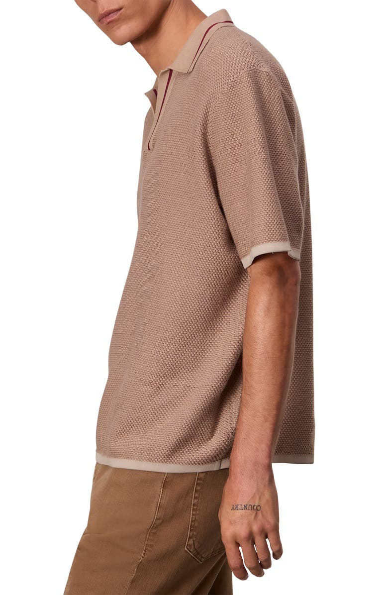 rag & bone Harvey Johnny Collar Piqué Polo, Alternate, color, Desert