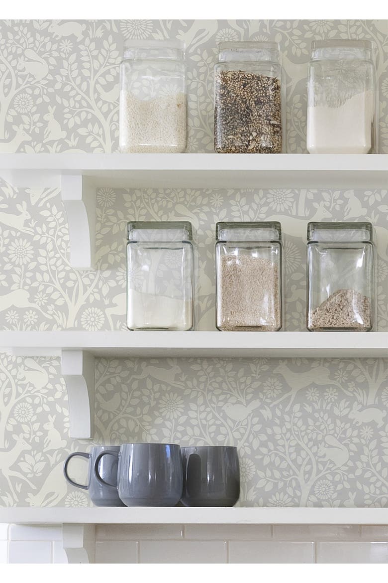 Grey Merriment Peel & Stick Wallpaper, Alternate, color, GREY