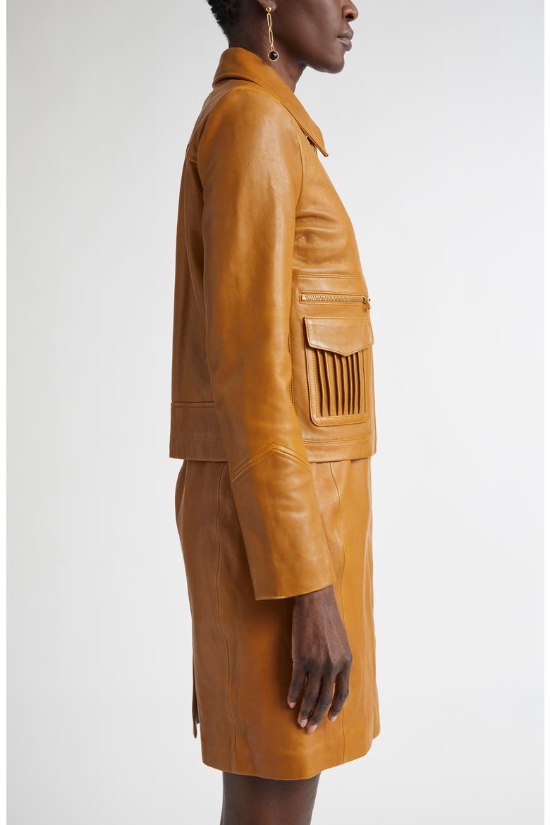 Kristen Washed Leather Crop Jacket, Alternate, color, CINA CINNAMON