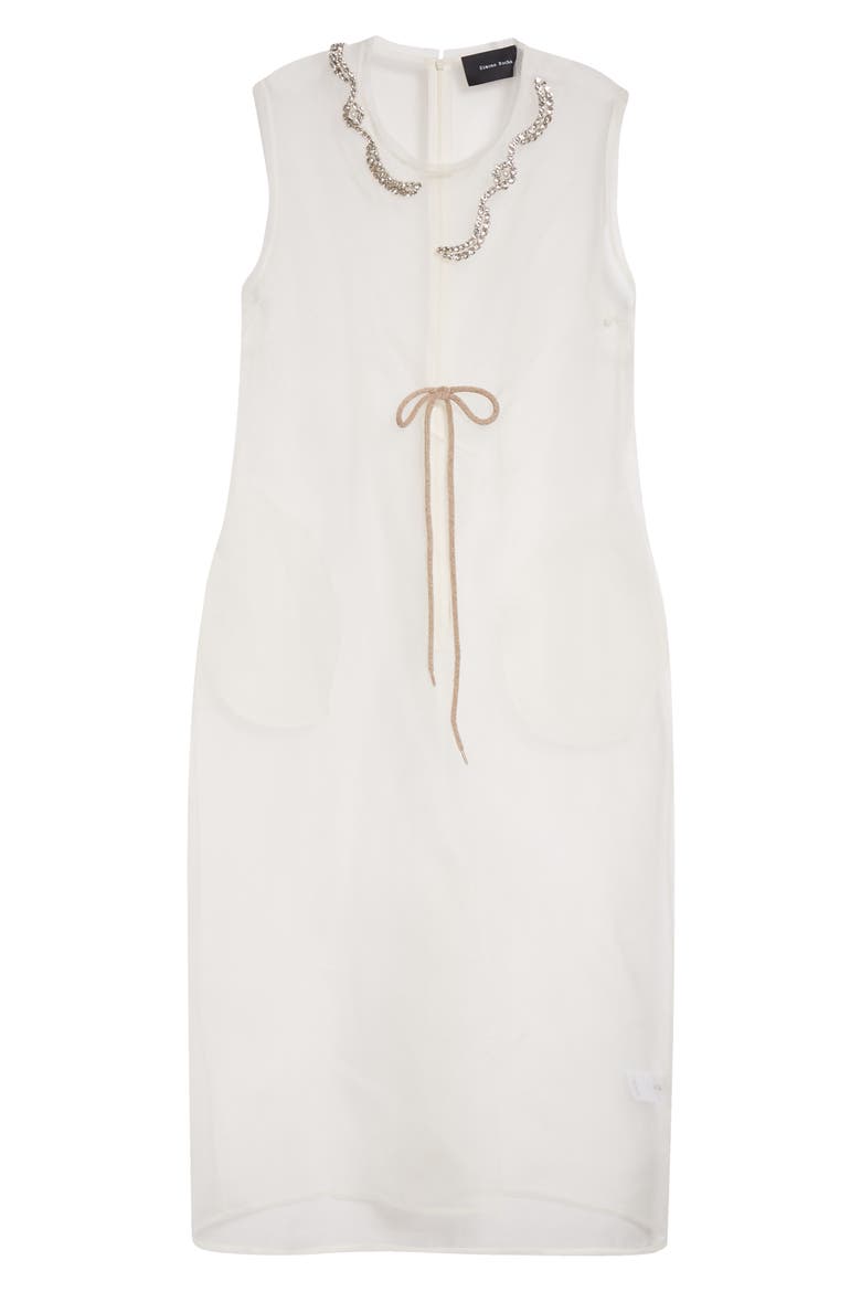 Crystal Embellished Frayed Silk Organza Column Dress, Alternate, color, IVORY/ TAUPE/ PEARL/ CLEAR