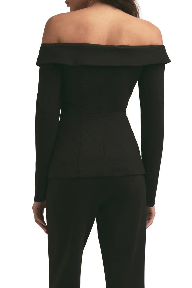 The Irina Off the Shoulder Blazer, Alternate, color, BLACK