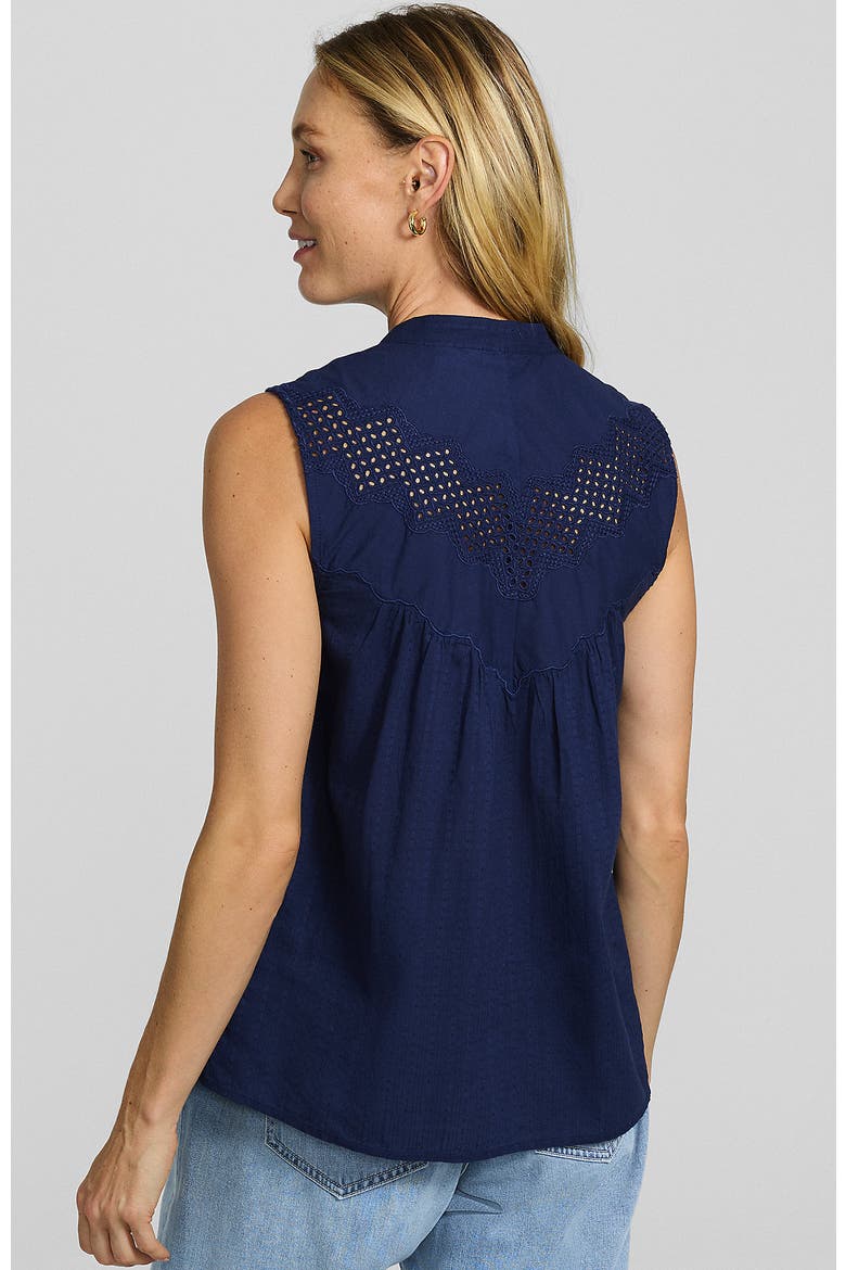 Sleeveless Eyelet Pullover Top, Alternate, color, Deep Sea Navy