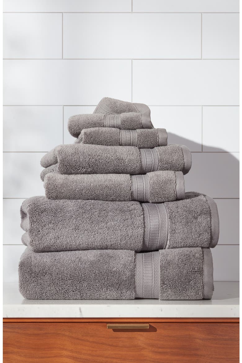 6-Piece Zero Twist Bath Towel Set, Alternate, color, GREY PEARL