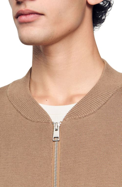 Sandro Knit Jacket In Dark Sand