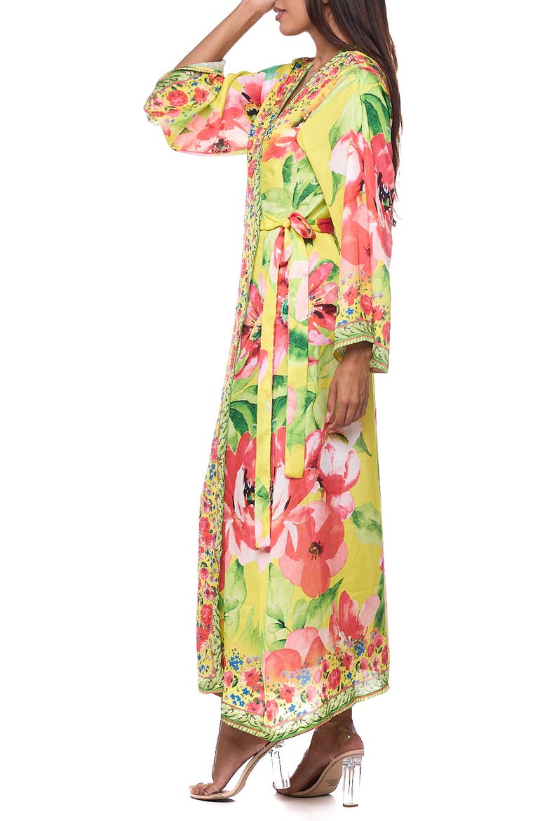 Tie Waist Longline Cover-Up Duster, Alternate, color, YELLOW