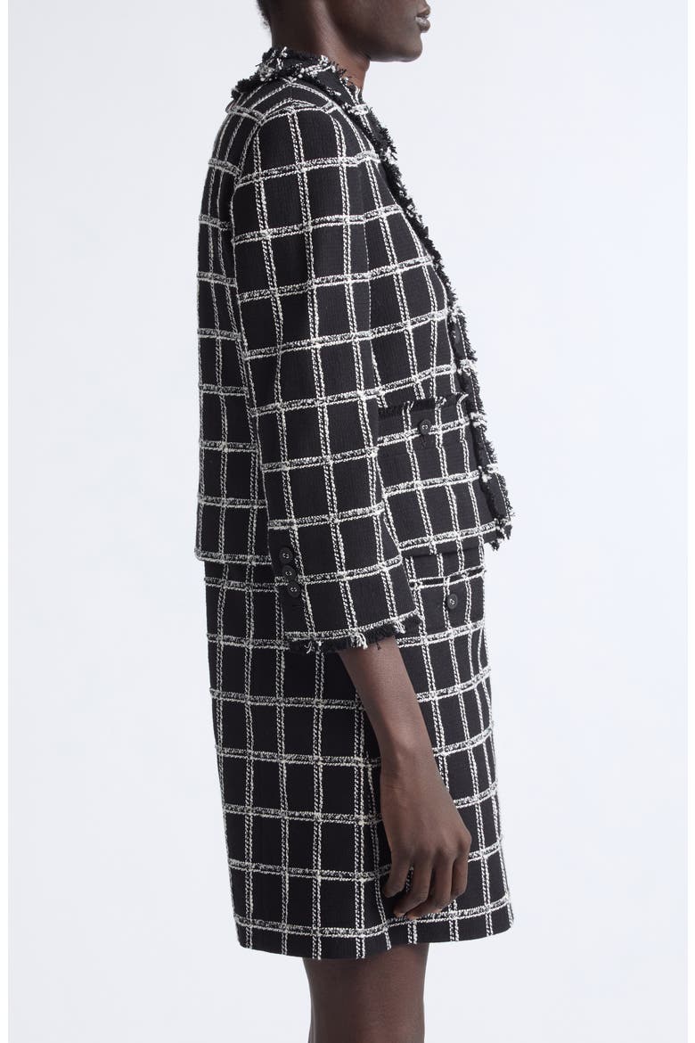 Windowpane Check V-Neck Cardigan Jacket, Alternate, color, BLACK