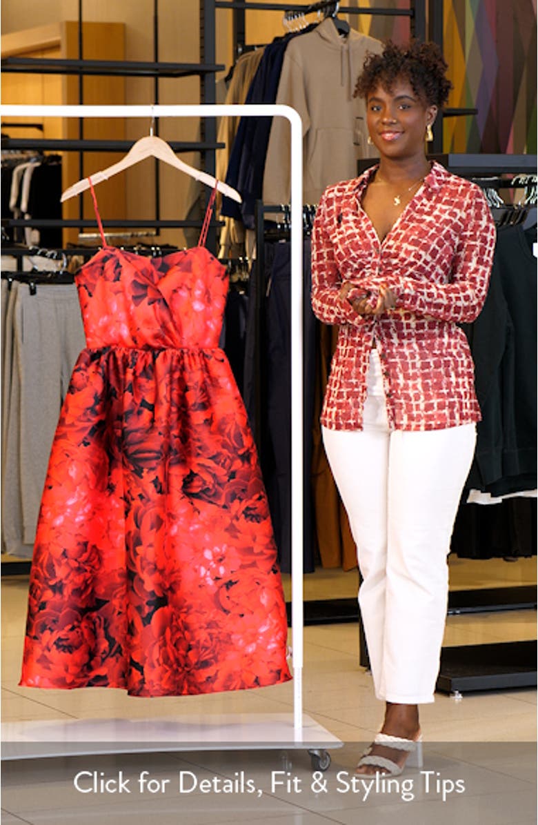 Floral Fit & Flare Cocktail Midi Dress, sales video thumbnail