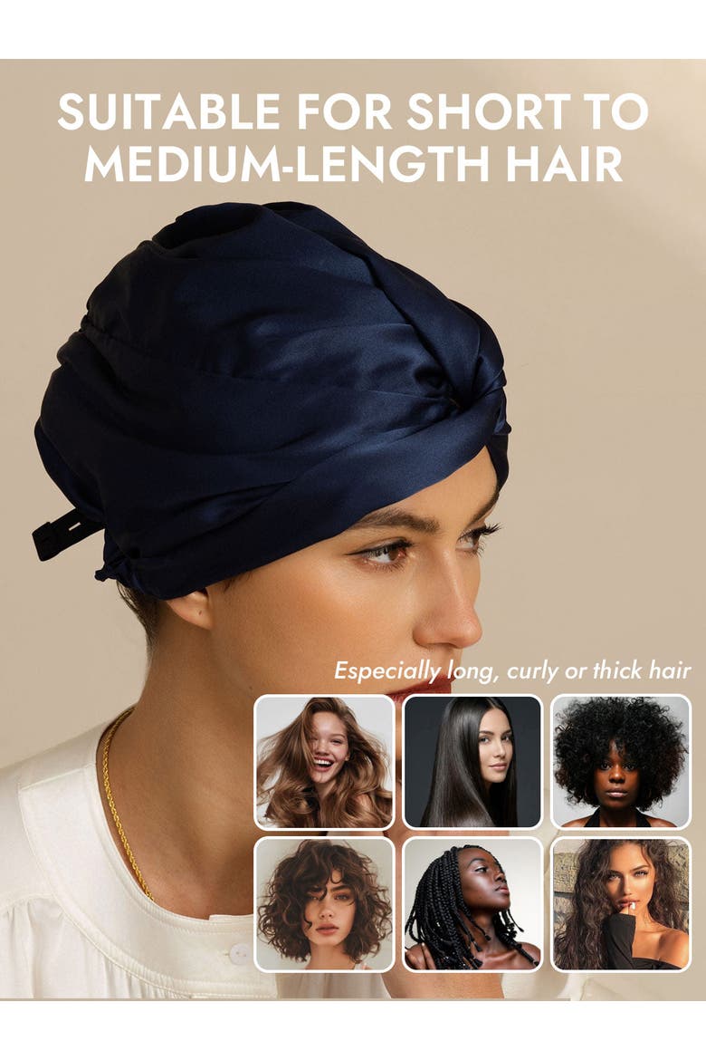 22Momme Pure Silk Hair Wrap, Alternate, color, Dark Blue