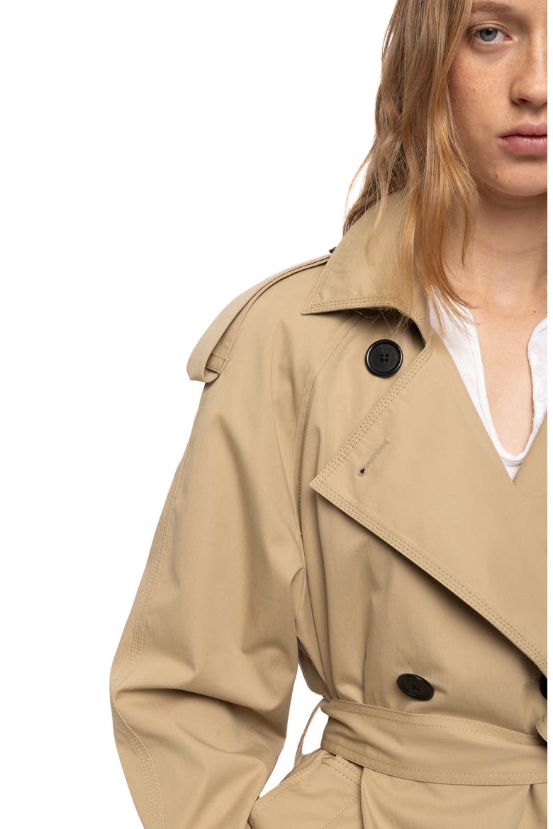 Kivana Cotton Trench Coat, Alternate, color, LATTE