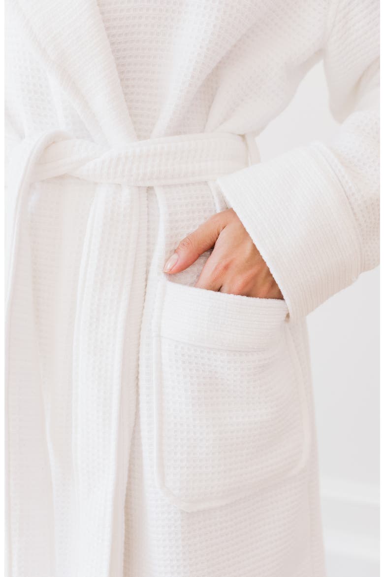 Waffle Terry Bath Robe, Alternate, color, WHITE
