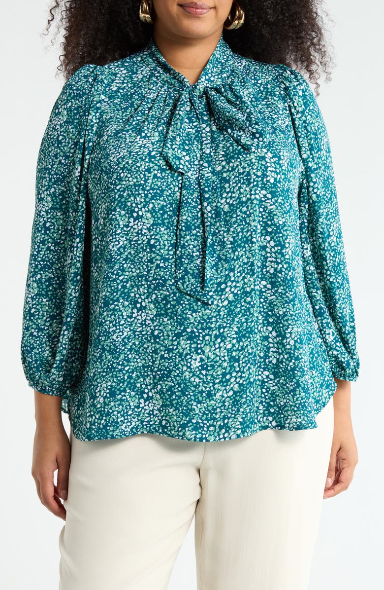 Renee C Tie Neck Long Sleeve Top, Main, color, Blue