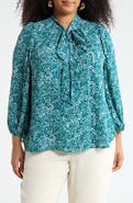 Renee C Tie Neck Long Sleeve Top