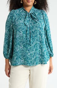 Renee C Tie Neck Long Sleeve Top