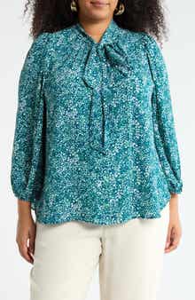 Renee C Tie Neck Long Sleeve Top