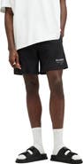 AllSaints Underground Logo Print Swim Trunks