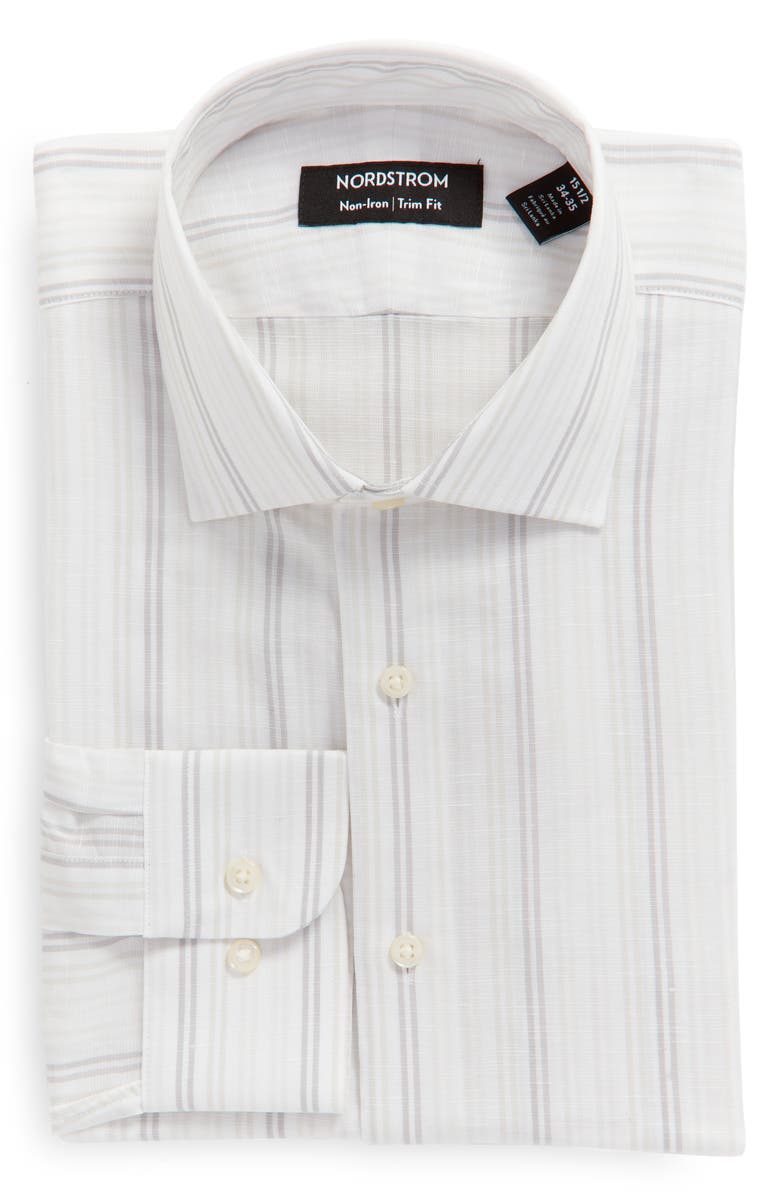 Nordstrom Men's Trim Fit Non-Iron Stripe Dress Shirt, Main, color,