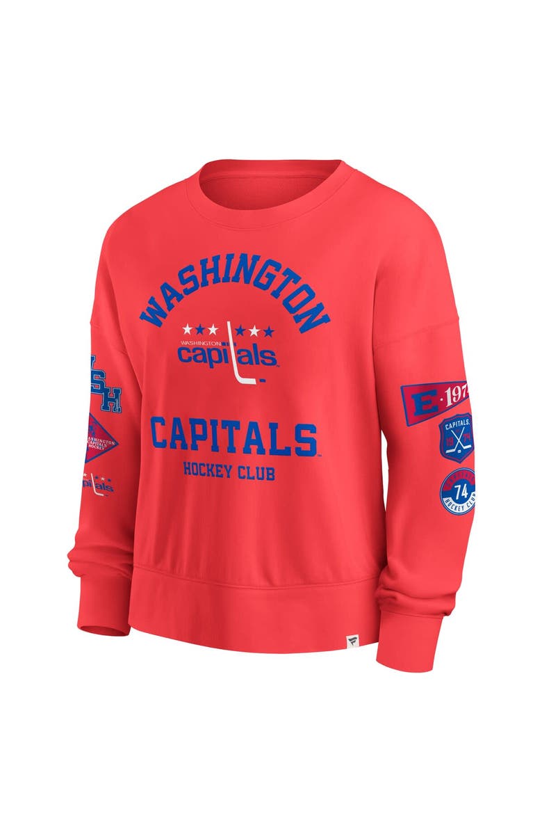 FANATICS Women's Fanatics  Red Washington Capitals Oversized Vintage Go Team Pullover Sweatshirt, Alternate, color, Red