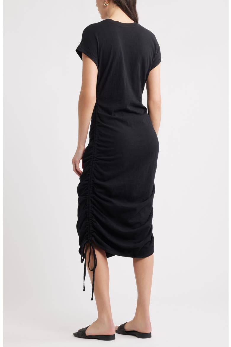 Ruched Cotton Midi T-Shirt Dress, Alternate, color, BLACK