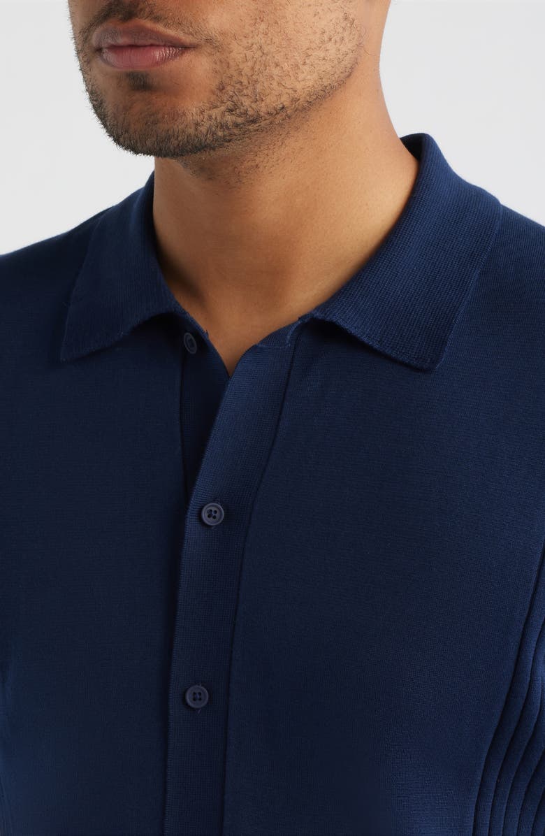 34 Heritage Short Sleeve Button-Up Cotton & Silk Sweater, Alternate, color, Dress Blues