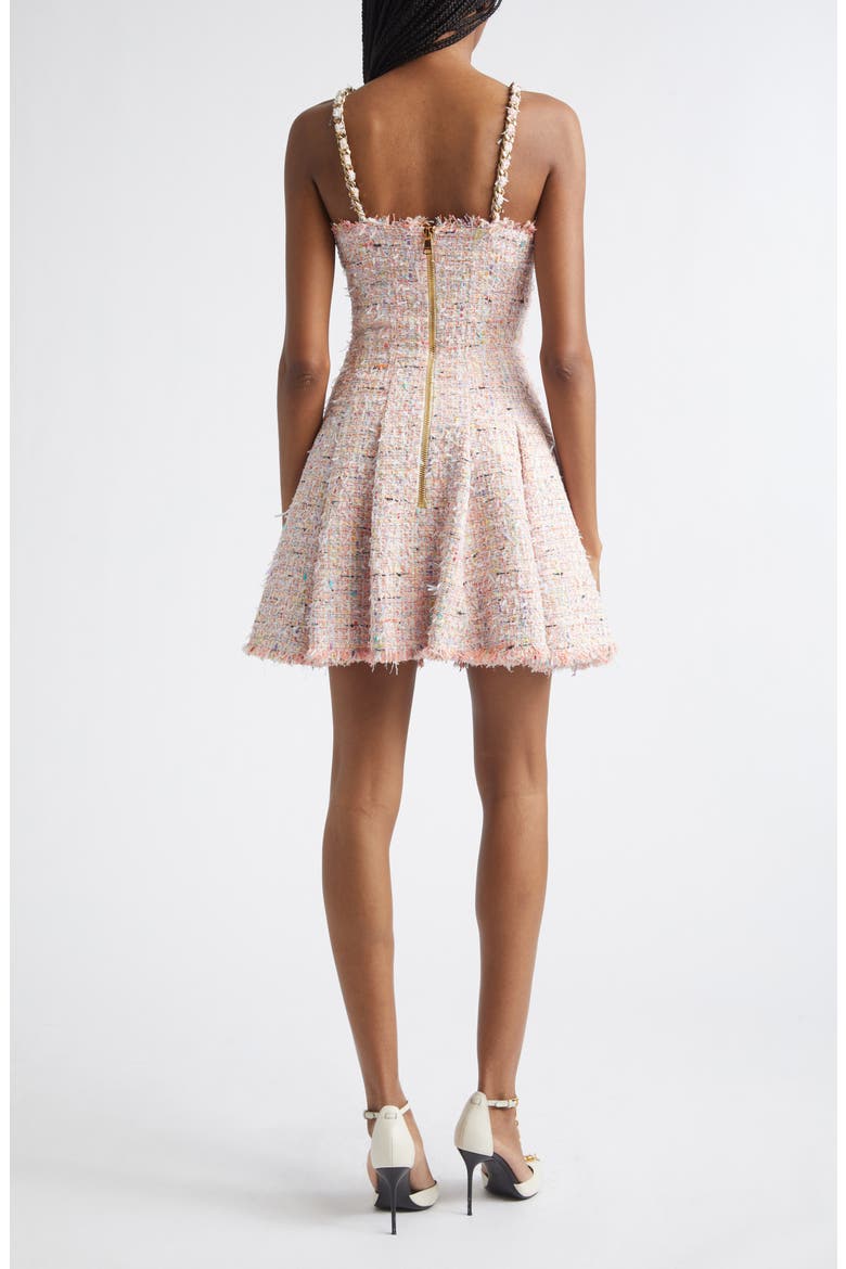 Multicolor Flared Tweed Minidress, Alternate, color, PINK