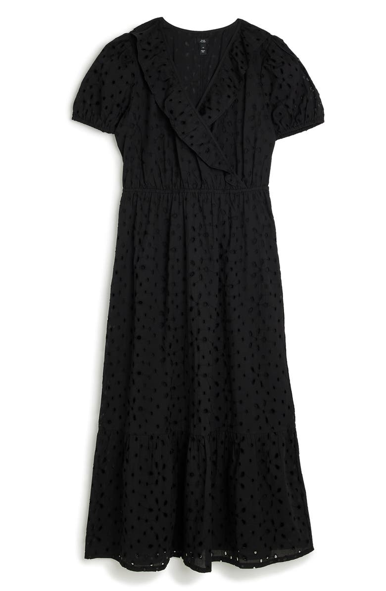 River Island Short Sleeve Faux Wrap Broderie Anglaise Cotton Dress, Alternate, color, 