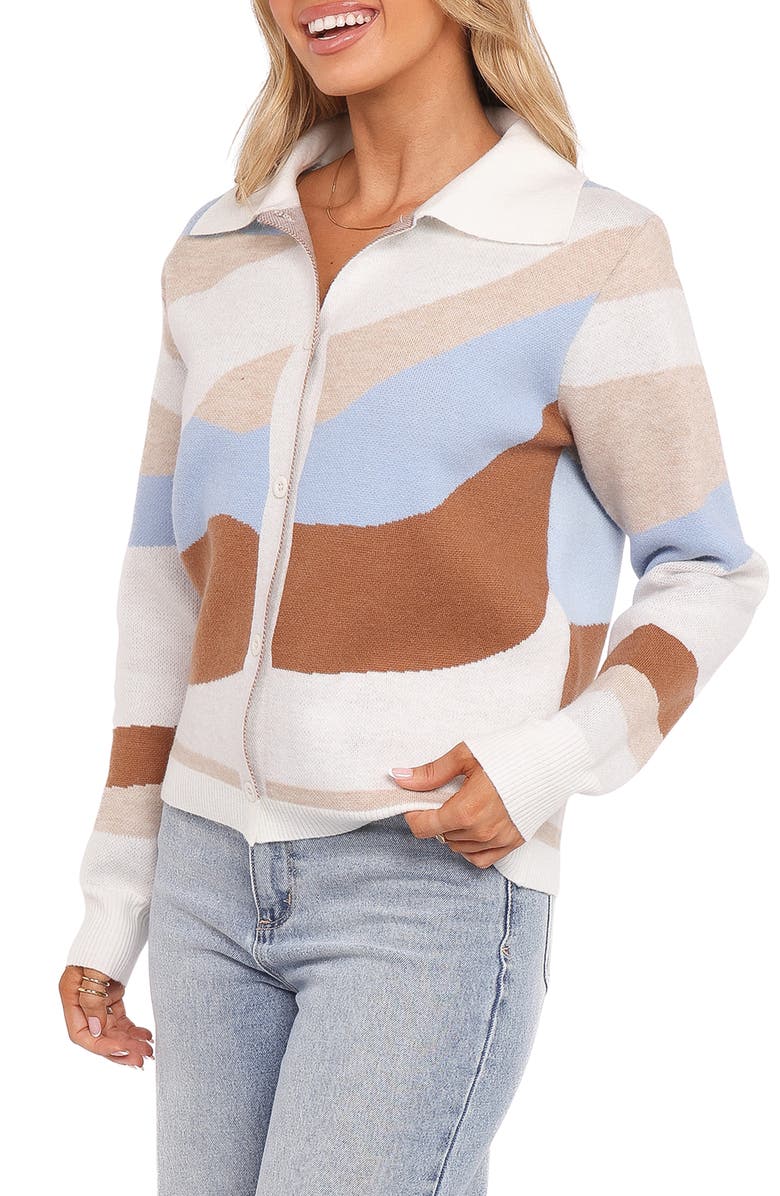 Petal & Pup Tulula Colorblock Jacquard Cardigan, Alternate, color, Cream